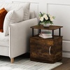 Furinno Jaya 2-Tier Side Table, Grey Closed Storage End Table, Night Stand, Bedside Table for Living Room, Bedroom, Home Office, Grey Oak/Black(Amber Oak/Black)