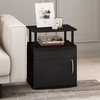 Furinno Jaya 2-Tier Side Table, Grey Closed Storage End Table, Night Stand, Bedside Table for Living Room, Bedroom, Home Office, Grey Oak/Black(Darkwood)