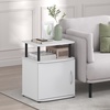 Furinno Jaya 2-Tier Side Table, Grey Closed Storage End Table, Night Stand, Bedside Table for Living Room, Bedroom, Home Office, Grey Oak/Black(Plain White/Black)