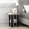 Furinno Modern Grey Side Table, Round Corner End Table with 1-Tier Storage Shelf, Night Stand, Bedside Table, for Living Room, Bedroom, Grey Oak