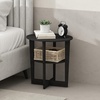 Furinno Tidur 2-Tier Oval Night Stand, Black Nightstand with Round Edge Tabletop, Open Shelf Bedside Table, End Table, Side Table, for Bedroom, Living Room, Black Walnut