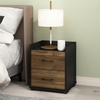 Furinno Tidur Night Stand with Drawers, Rustic Brown Nightstand with 2 Drawers, Open Shelf Bedside Table, End Table, Side Table, Brown Walnut/Black