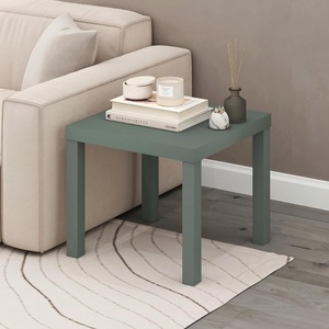 Furinno Classic Toolless Assembly Square Side Table, Rustic Brown End Table with 1.8 Thick Tabletop, Night Stand, Bedside Table, for Living Room, Bedroom, Amber Oak(Light Sage)
