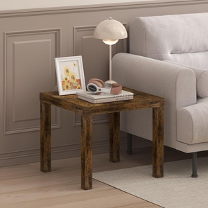 Furinno Classic Toolless Assembly Square Side Table, Rustic Brown End Table with 1.8 Thick Tabletop, Night Stand, Bedside Table, for Living Room, Bedroom, Amber Oak(Amber Oak)