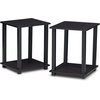 Furinno Simplistic Night Stand Set of 2, 2-Tier Nightstand, Espresso | Toolless Bedside Table, Side Table, End Table, for Bedroom, Living Room(Dark Walnut)