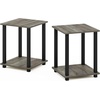 Furinno Simplistic Night Stand Set of 2, 2-Tier Nightstand, Espresso | Toolless Bedside Table, Side Table, End Table, for Bedroom, Living Room(French Oak/Black)