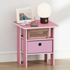 Furinno TIDUR 3-Tier Night Stand, Nightstand with Storage Bin, Pink | Open Shelf Design, Bedside Table, End Table, Side Table for Bedroom, Living Room