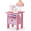 Furinno TIDUR 3-Tier Night Stand, Nightstand with Storage Bin, Pink | Open Shelf Design, Bedside Table, End Table, Side Table for Bedroom, Living Room
