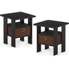 Furinno TIDUR Night Stand Set of 2, Nightstand with Storage, Americano | Open Shelf Design, Bedside Table, End Table, Side Table for Bedroom, Living Room