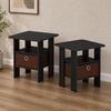 Furinno TIDUR Night Stand Set of 2, Nightstand with Storage, Americano | Open Shelf Design, Bedside Table, End Table, Side Table for Bedroom, Living Room