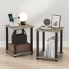 Furinno Simplistic Night Stand Set of 2, 2-Tier Nightstand, Espresso | Toolless Bedside Table, Side Table, End Table, for Bedroom, Living Room(French Oak/Black)