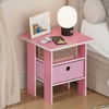 Furinno TIDUR 3-Tier Night Stand, Nightstand with Storage Bin, Pink | Open Shelf Design, Bedside Table, End Table, Side Table for Bedroom, Living Room