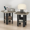 Furinno TIDUR Night Stand Set of 2, Nightstand with Shelf, French Oak | Round Corner Square Bedside Table with Storage, End Table, Side Table, for Bedroom, Living Room